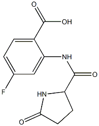 4-fluoro-2-{[(5-oxopyrrolidin-2-yl)carbonyl]amino}benzoic acid 结构式