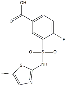 4-fluoro-3-[(5-methyl-1,3-thiazol-2-yl)sulfamoyl]benzoic acid 结构式