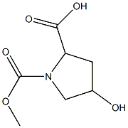 4-hydroxy-1-(methoxycarbonyl)pyrrolidine-2-carboxylic acid 结构式