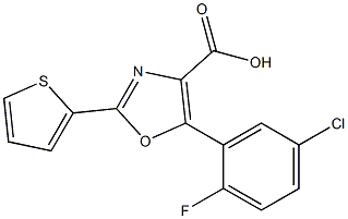 5-(5-chloro-2-fluorophenyl)-2-(thiophen-2-yl)-1,3-oxazole-4-carboxylic acid 结构式