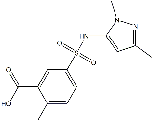 5-[(1,3-dimethyl-1H-pyrazol-5-yl)sulfamoyl]-2-methylbenzoic acid 结构式