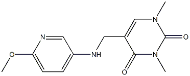 5-{[(6-methoxypyridin-3-yl)amino]methyl}-1,3-dimethyl-1,2,3,4-tetrahydropyrimidine-2,4-dione 结构式