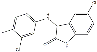5-chloro-3-[(3-chloro-4-methylphenyl)amino]-2,3-dihydro-1H-indol-2-one 结构式