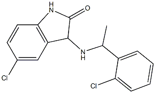 5-chloro-3-{[1-(2-chlorophenyl)ethyl]amino}-2,3-dihydro-1H-indol-2-one 结构式