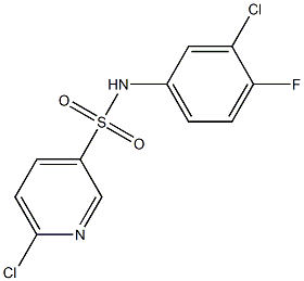 6-chloro-N-(3-chloro-4-fluorophenyl)pyridine-3-sulfonamide 结构式