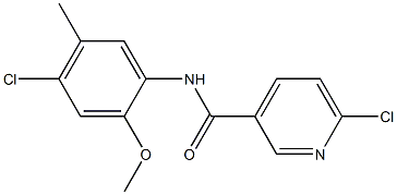 6-chloro-N-(4-chloro-2-methoxy-5-methylphenyl)pyridine-3-carboxamide 结构式