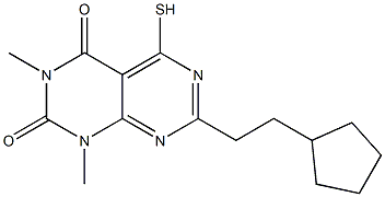 7-(2-cyclopentylethyl)-5-mercapto-1,3-dimethylpyrimido[4,5-d]pyrimidine-2,4(1H,3H)-dione 结构式
