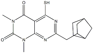 7-(bicyclo[2.2.1]hept-2-ylmethyl)-5-mercapto-1,3-dimethylpyrimido[4,5-d]pyrimidine-2,4(1H,3H)-dione 结构式