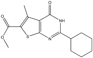 methyl 2-cyclohexyl-5-methyl-4-oxo-3H,4H-thieno[2,3-d]pyrimidine-6-carboxylate 结构式