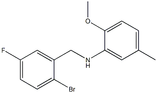 N-[(2-bromo-5-fluorophenyl)methyl]-2-methoxy-5-methylaniline 结构式