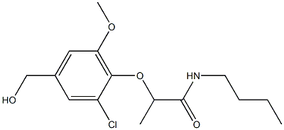 N-butyl-2-[2-chloro-4-(hydroxymethyl)-6-methoxyphenoxy]propanamide 结构式