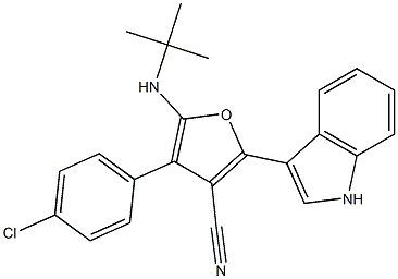 3-Furancarbonitrile,  4-(4-chlorophenyl)-5-[(1,1-dimethylethyl)amino]-2-(1H-indol-3-yl)- 结构式