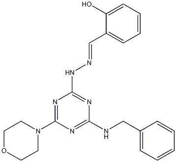 2-hydroxybenzaldehyde [4-(benzylamino)-6-(4-morpholinyl)-1,3,5-triazin-2-yl]hydrazone 结构式