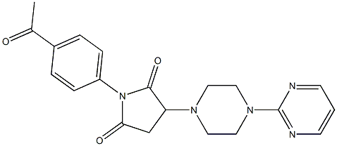 1-(4-acetylphenyl)-3-[4-(2-pyrimidinyl)-1-piperazinyl]-2,5-pyrrolidinedione 结构式