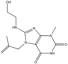 8-[(2-hydroxyethyl)amino]-3-methyl-7-(2-methyl-2-propenyl)-3,7-dihydro-1H-purine-2,6-dione 结构式