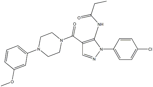 N-(1-(4-chlorophenyl)-4-{[4-(3-methoxyphenyl)-1-piperazinyl]carbonyl}-1H-pyrazol-5-yl)propanamide 结构式