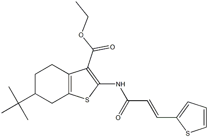 ethyl 6-tert-butyl-2-{[3-(2-thienyl)acryloyl]amino}-4,5,6,7-tetrahydro-1-benzothiophene-3-carboxylate 结构式