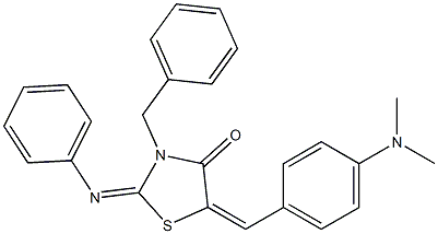 3-benzyl-5-[4-(dimethylamino)benzylidene]-2-(phenylimino)-1,3-thiazolidin-4-one 结构式