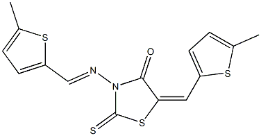 5-[(5-methyl-2-thienyl)methylene]-3-{[(5-methyl-2-thienyl)methylene]amino}-2-thioxo-1,3-thiazolidin-4-one 结构式