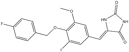 5-{4-[(4-fluorobenzyl)oxy]-3-iodo-5-methoxybenzylidene}-2,4-imidazolidinedione 结构式