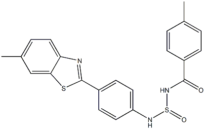 N-[4-(6-methyl-1,3-benzothiazol-2-yl)phenyl]-N'-(4-methylbenzoyl)sulfurous diamide 结构式