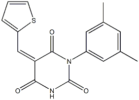 1-(3,5-dimethylphenyl)-5-(2-thienylmethylene)-2,4,6(1H,3H,5H)-pyrimidinetrione 结构式