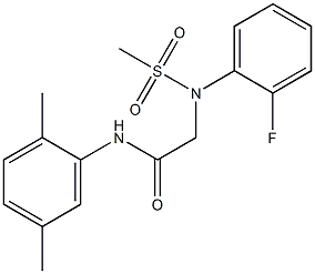 N-(2,5-dimethylphenyl)-2-[2-fluoro(methylsulfonyl)anilino]acetamide 结构式