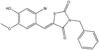 3-benzyl-5-(2-bromo-4-hydroxy-5-methoxybenzylidene)-1,3-thiazolidine-2,4-dione 结构式