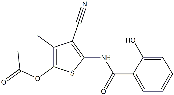 4-cyano-5-[(2-hydroxybenzoyl)amino]-3-methyl-2-thienyl acetate 结构式