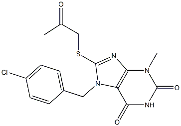 7-[(4-chlorophenyl)methyl]-3-methyl-8-[(2-oxopropyl)sulfanyl]-3,7-dihydro-1H-purine-2,6-dione 结构式