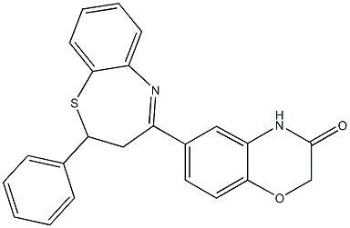 6-(2-phenyl-2,3-dihydro-1,5-benzothiazepin-4-yl)-2H-1,4-benzoxazin-3(4H)-one 结构式