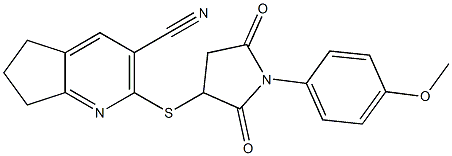 2-((1-(4-methoxyphenyl)-2,5-dioxopyrrolidin-3-yl)sulfanyl)-6,7-dihydro-5H-cyclopenta[b]pyridine-3-carbonitrile 结构式