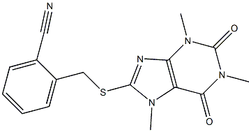 2-{[(1,3,7-trimethyl-2,6-dioxo-2,3,6,7-tetrahydro-1H-purin-8-yl)sulfanyl]methyl}benzonitrile 结构式