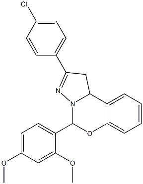 2-(4-chlorophenyl)-5-(2,4-dimethoxyphenyl)-1,10b-dihydropyrazolo[1,5-c][1,3]benzoxazine 结构式