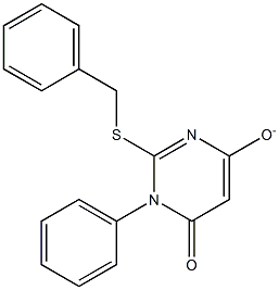 2-(benzylsulfanyl)-6-oxo-1-phenyl-1,6-dihydro-4-pyrimidinolate 结构式