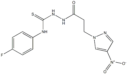 N-(4-fluorophenyl)-2-(3-{4-nitro-1H-pyrazol-1-yl}propanoyl)hydrazinecarbothioamide 结构式