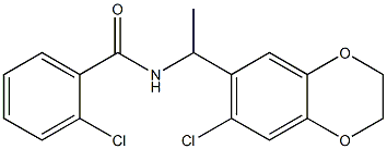 2-chloro-N-[1-(7-chloro-2,3-dihydro-1,4-benzodioxin-6-yl)ethyl]benzamide 结构式