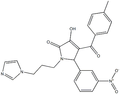 3-hydroxy-5-{3-nitrophenyl}-1-[3-(1H-imidazol-1-yl)propyl]-4-(4-methylbenzoyl)-1,5-dihydro-2H-pyrrol-2-one 结构式