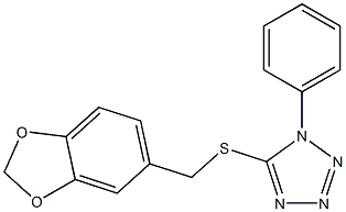 1,3-benzodioxol-5-ylmethyl 1-phenyl-1H-tetraazol-5-yl sulfide 结构式