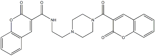 2-oxo-N-(2-{4-[(2-oxo-2H-chromen-3-yl)carbonyl]-1-piperazinyl}ethyl)-2H-chromene-3-carboxamide 结构式