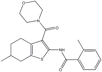 2-methyl-N-[6-methyl-3-(4-morpholinylcarbonyl)-4,5,6,7-tetrahydro-1-benzothien-2-yl]benzamide 结构式