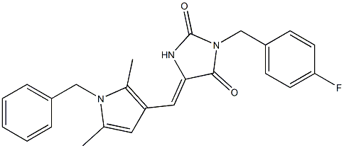 5-[(1-benzyl-2,5-dimethyl-1H-pyrrol-3-yl)methylene]-3-(4-fluorobenzyl)imidazolidine-2,4-dione 结构式