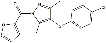 4-chlorophenyl 1-(2-furoyl)-3,5-dimethyl-1H-pyrazol-4-yl sulfide 结构式