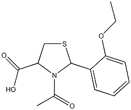 3-acetyl-2-(2-ethoxyphenyl)-1,3-thiazolidine-4-carboxylic acid 结构式
