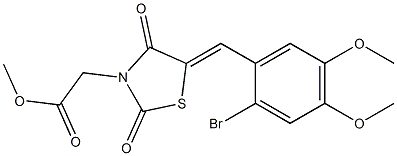 methyl [5-(2-bromo-4,5-dimethoxybenzylidene)-2,4-dioxo-1,3-thiazolidin-3-yl]acetate 结构式