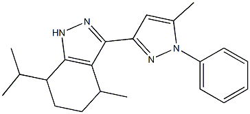 7-isopropyl-4-methyl-3-(5-methyl-1-phenyl-1H-pyrazol-3-yl)-4,5,6,7-tetrahydro-1H-indazole 结构式