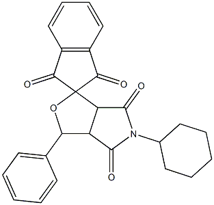 5-cyclohexyl-1',3',4,6-tetraoxo-3-phenylhexahydrospiro(1H-furo[3,4-c]pyrrole-1,2'-[1H]-indene) 结构式