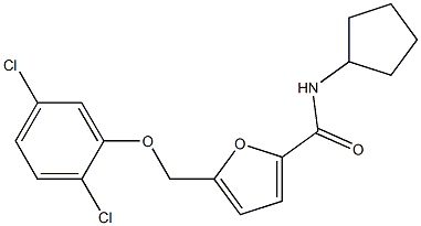 N-cyclopentyl-5-[(2,5-dichlorophenoxy)methyl]-2-furamide 结构式