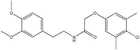 2-(4-chloro-3,5-dimethylphenoxy)-N-[2-(3,4-dimethoxyphenyl)ethyl]acetamide 结构式