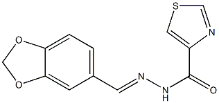 N'-(1,3-benzodioxol-5-ylmethylene)-1,3-thiazole-4-carbohydrazide 结构式